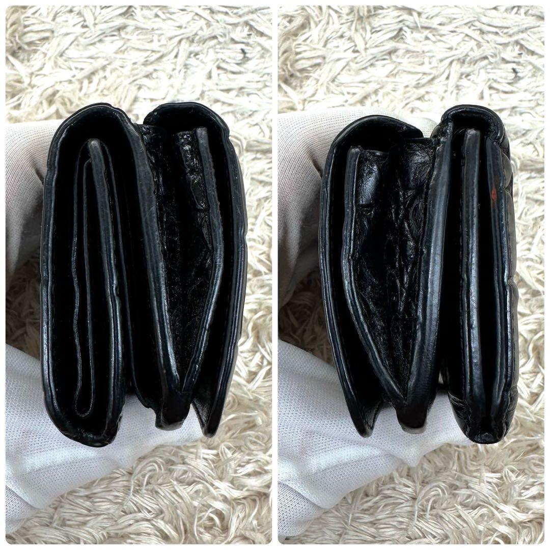 【美品】バレンシアガ 三つ折財布 ブラック クロコ BB ユニセックス