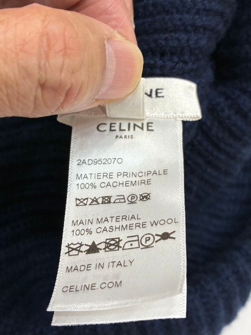 セリーヌ　カシミヤ　ニット帽　紺