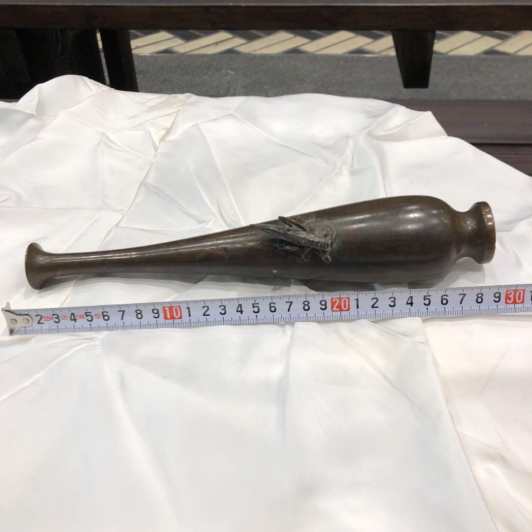 銅製アンティーク昆虫バッタ一輪挿し
