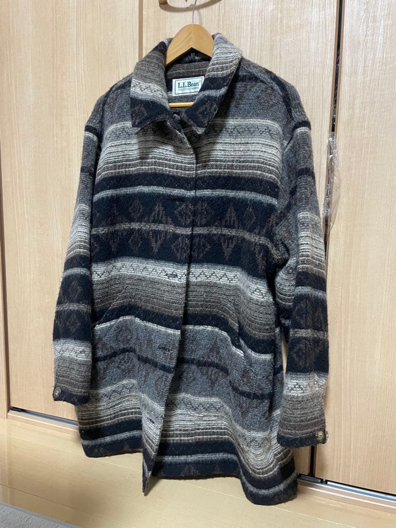 90s L.L.Bean ネイティブ柄 ウール混紡ジャケット コート XL 総柄
