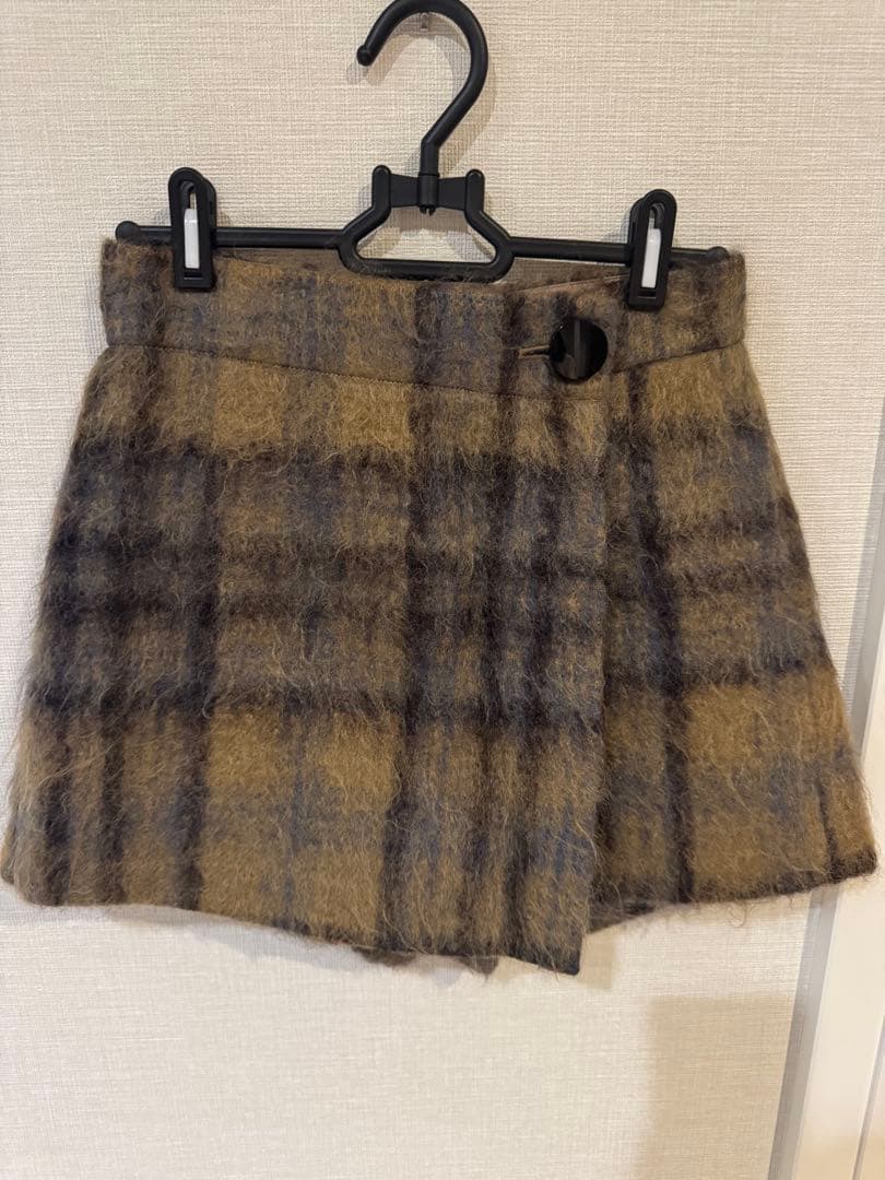 SHELLER モヘアキュロットスカート【茶色】