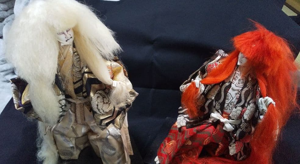 アンティーク紅白歌舞伎 人形