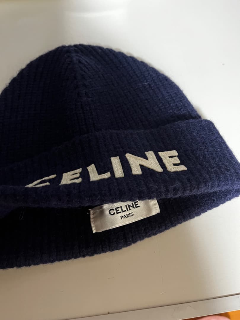CELINE セリーヌ ニット帽 ビーニー 青