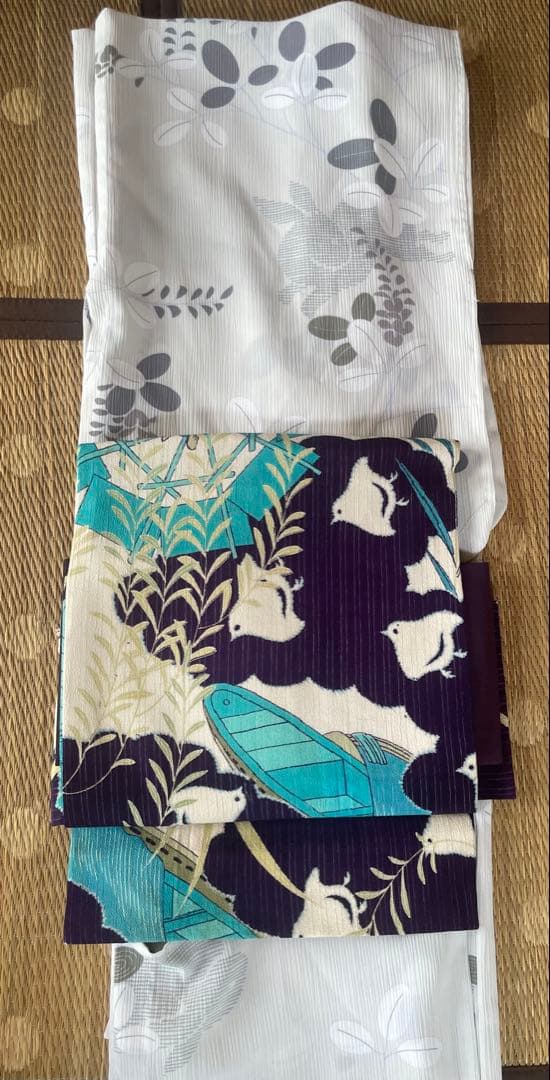 撫松庵浴衣　とび兎と萩の花(下駄付き)