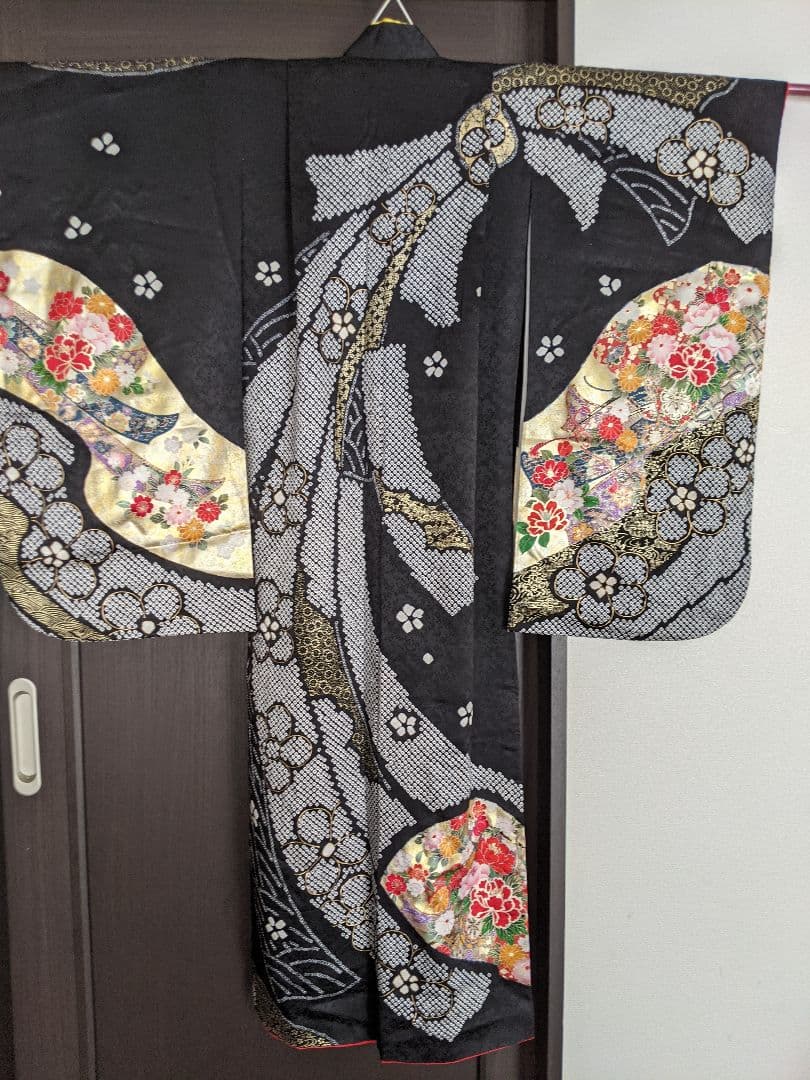 七五三　セット　着物　ハーフ成人式　黒系　豪華　絞り柄