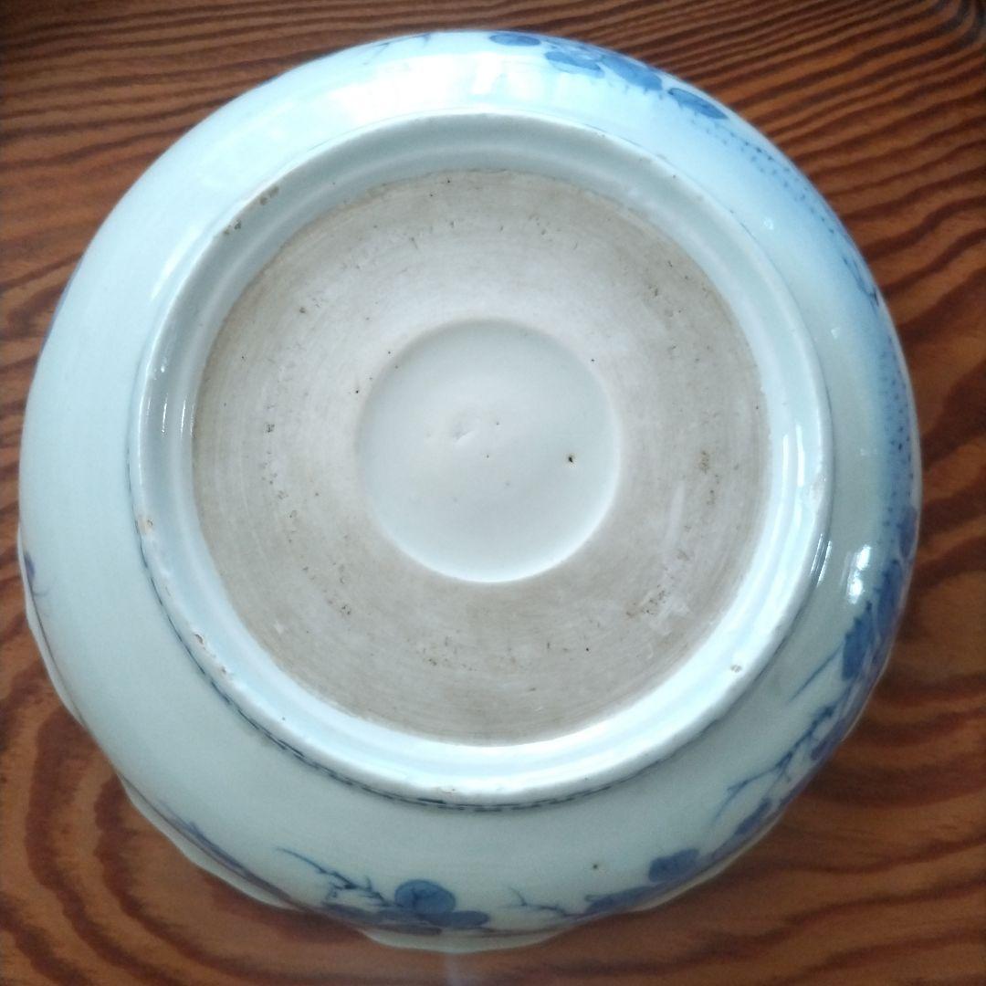 図変わり 洋犬 鉢 鳳凰 江戸期 染付 古伊万里 上手 アンティーク 茶船 茶盤