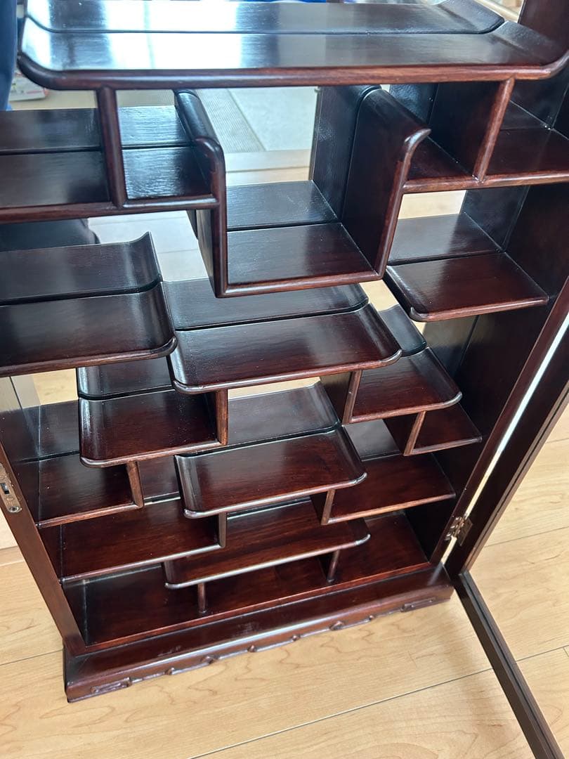 飾り棚 唐木 中国 古美術 アンティーク ビンテージ 鏡 壁掛け