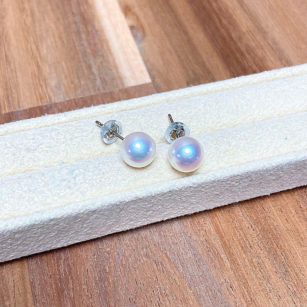 【新品・百貨店商品／総本店】1957出た！ブルーピンク天女級PTアコヤ真珠ピアス