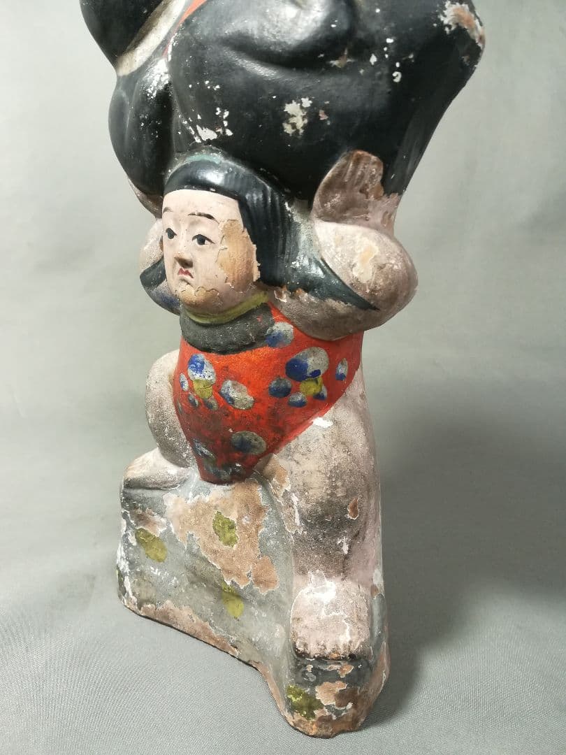 古い　土人形　金太郎　置物