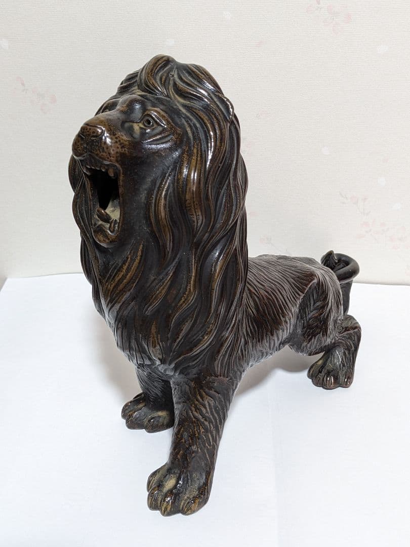 ♦風水獅子 ライオン置物 富 金運 財運 縁起物飾り 国内作家作品 古美術骨董品