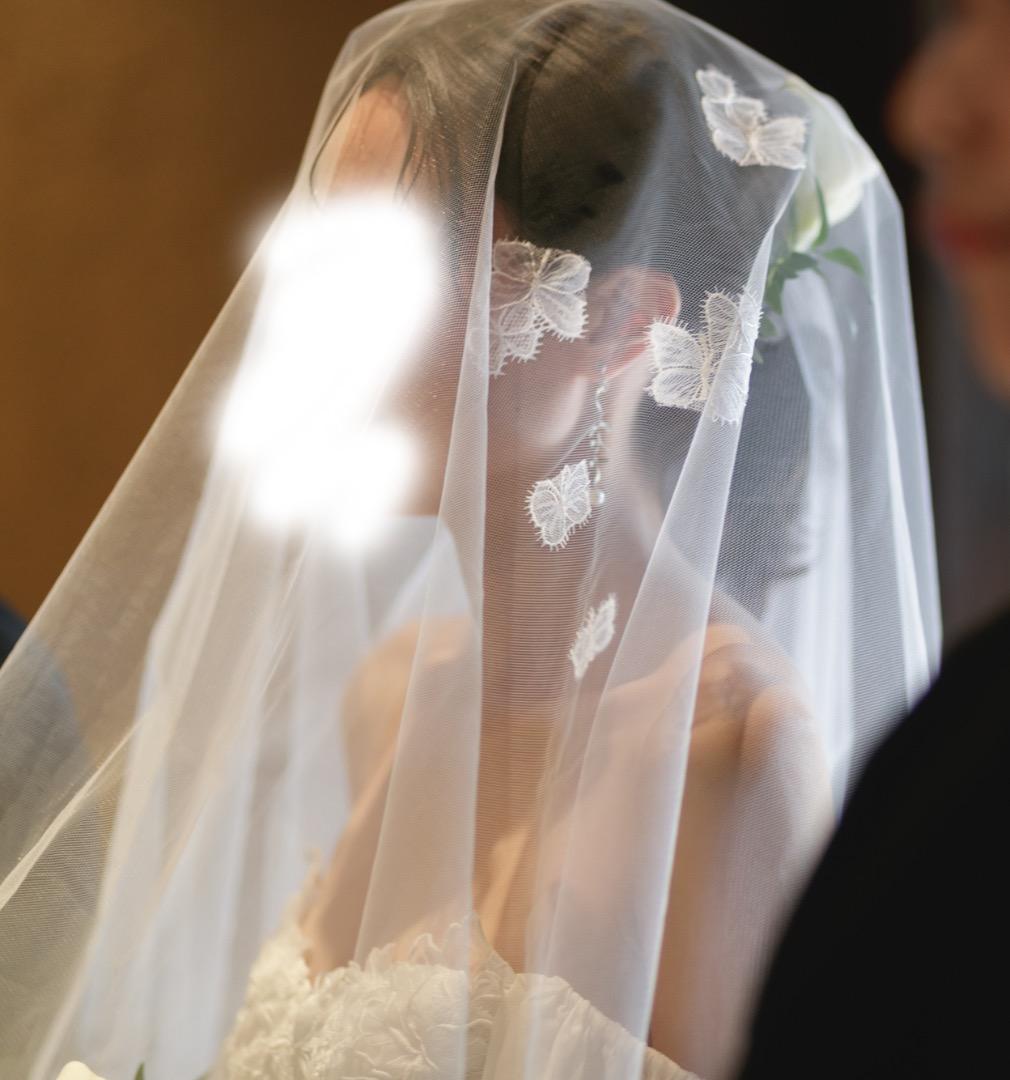 【クリーニング済】トリートドレッシング ロングベール 蝶々花柄