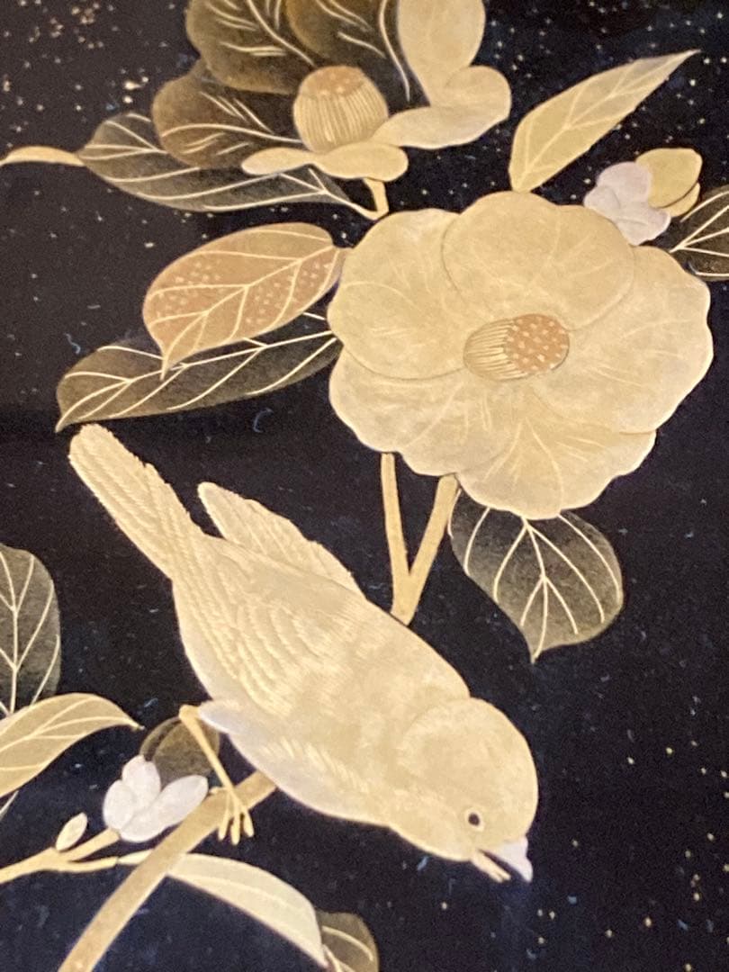 輪島塗　蒔絵　花鳥画