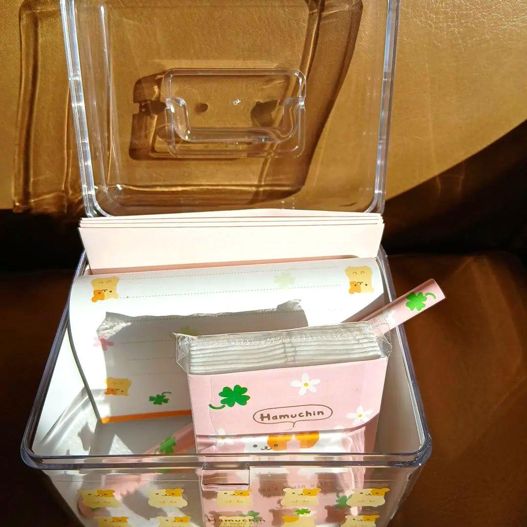 ハムスター柄クリアボックスセット　ミニレター　平成レトロ　レア　サンエックス