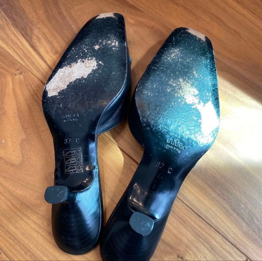 GUCCI レザー ミュール ブラック