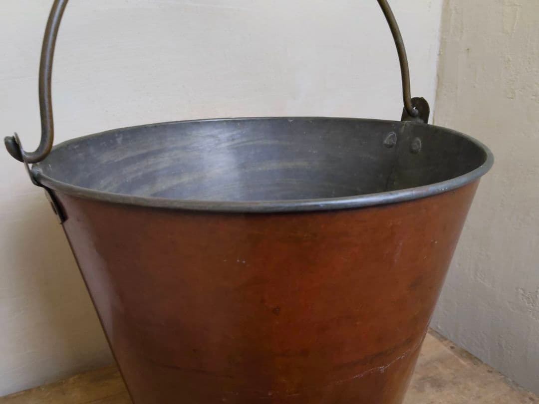 ★古い銅バケツ　シャビー　インダストリアル　昭和レトロ　古道具　アンティーク
