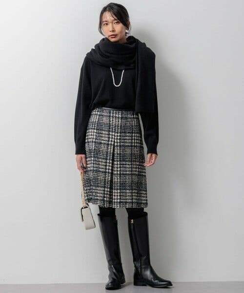 【未使用級】23区 46 大きいサイズ ファンシーツイード台形スカート 24AW