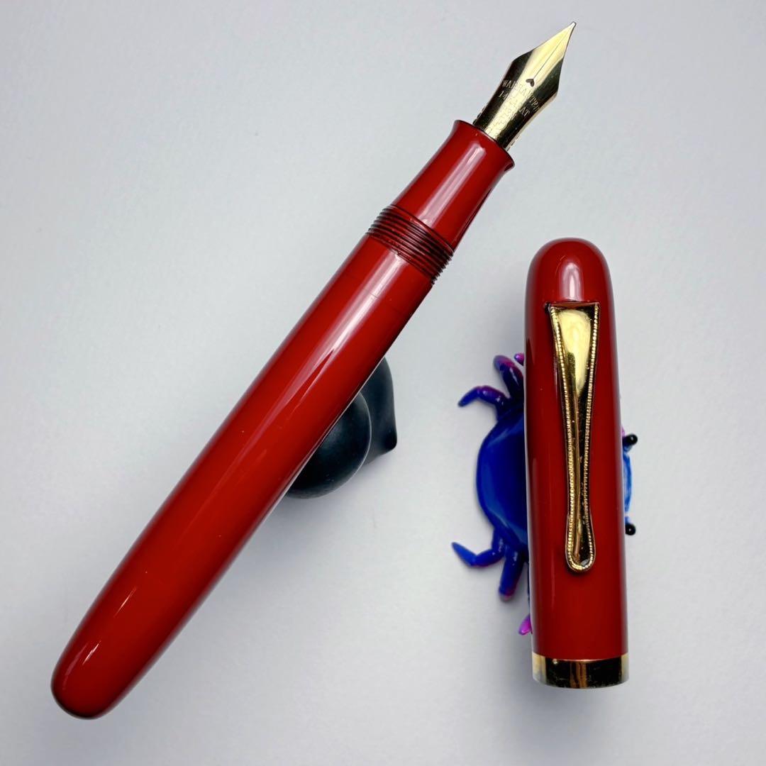 酒井栄助　兜木銀次郎　土田修一　手作り万年筆　赤漆　朱色軸　朱漆　万年筆