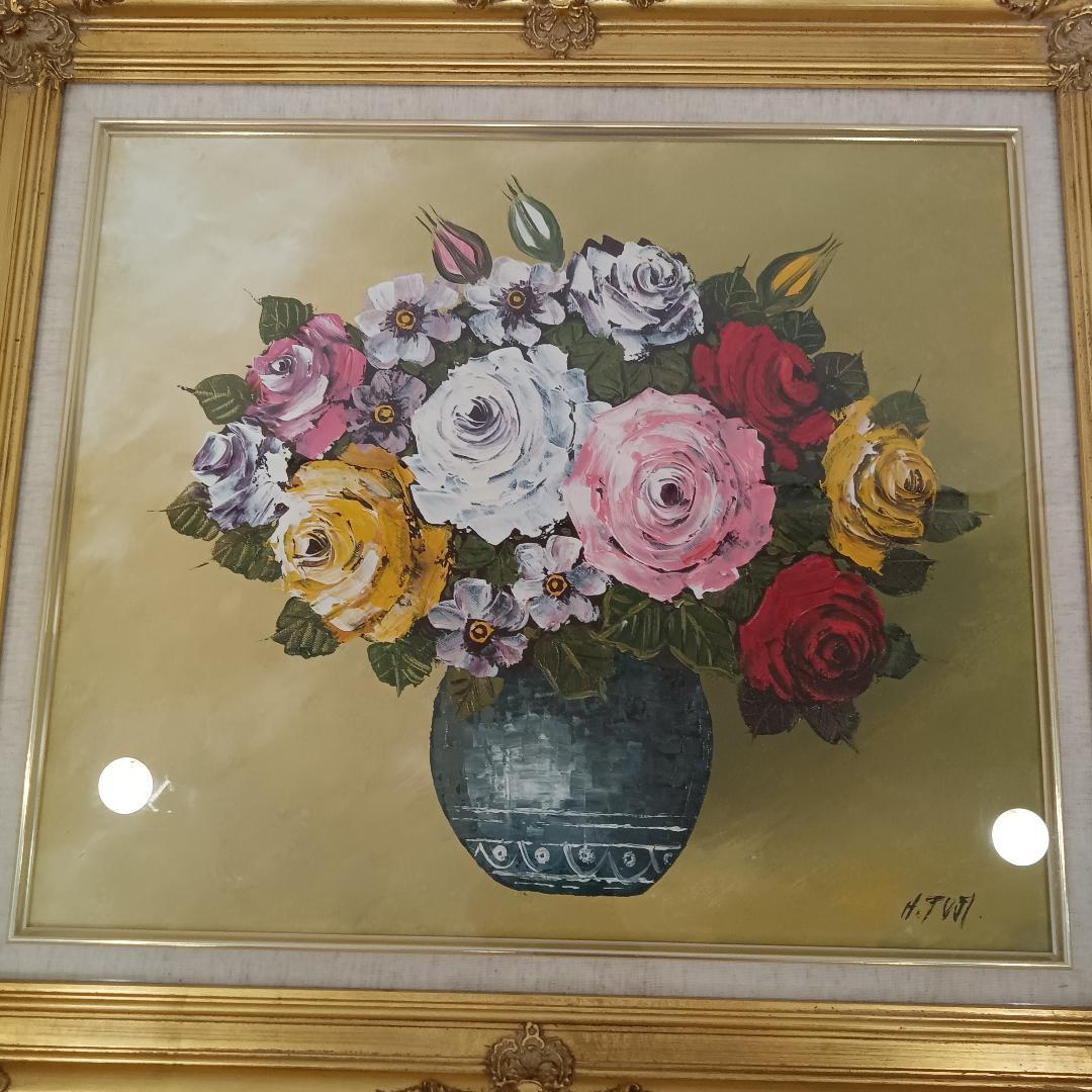 【真筆証明書付き】辻寿志 油彩 10号 薔薇 林風会 絵画 油絵 特大サイズ