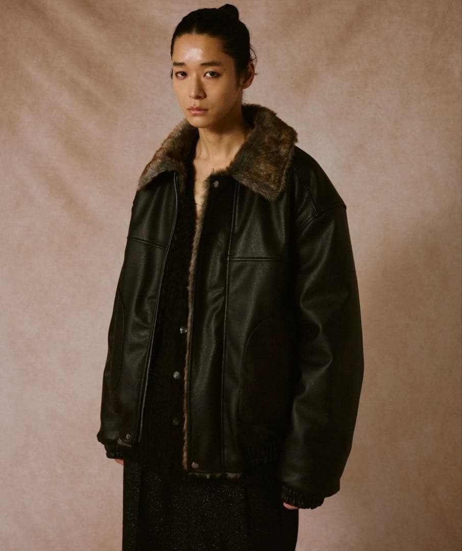 フェイクレザーファー2wayリバーシブルフライトジャケット