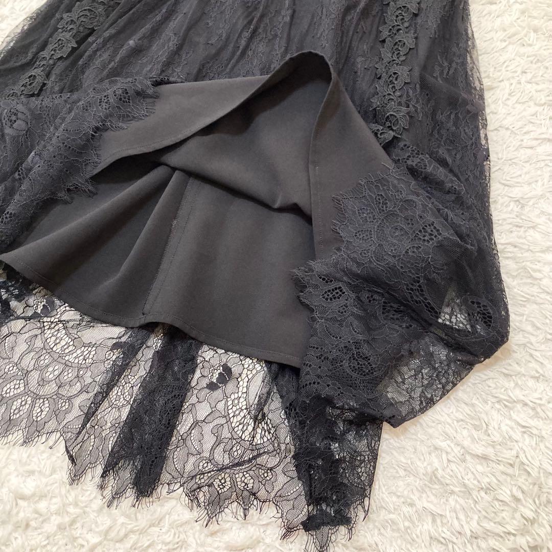 タグ付きSNIDEL スナイデル エンブロイダリーレースワンピース ロング丈 黒