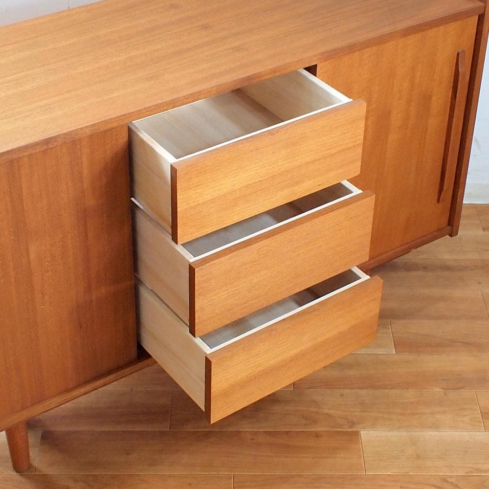 チーク材 サイドボード 120cm 北欧デザイン 収納 チェスト