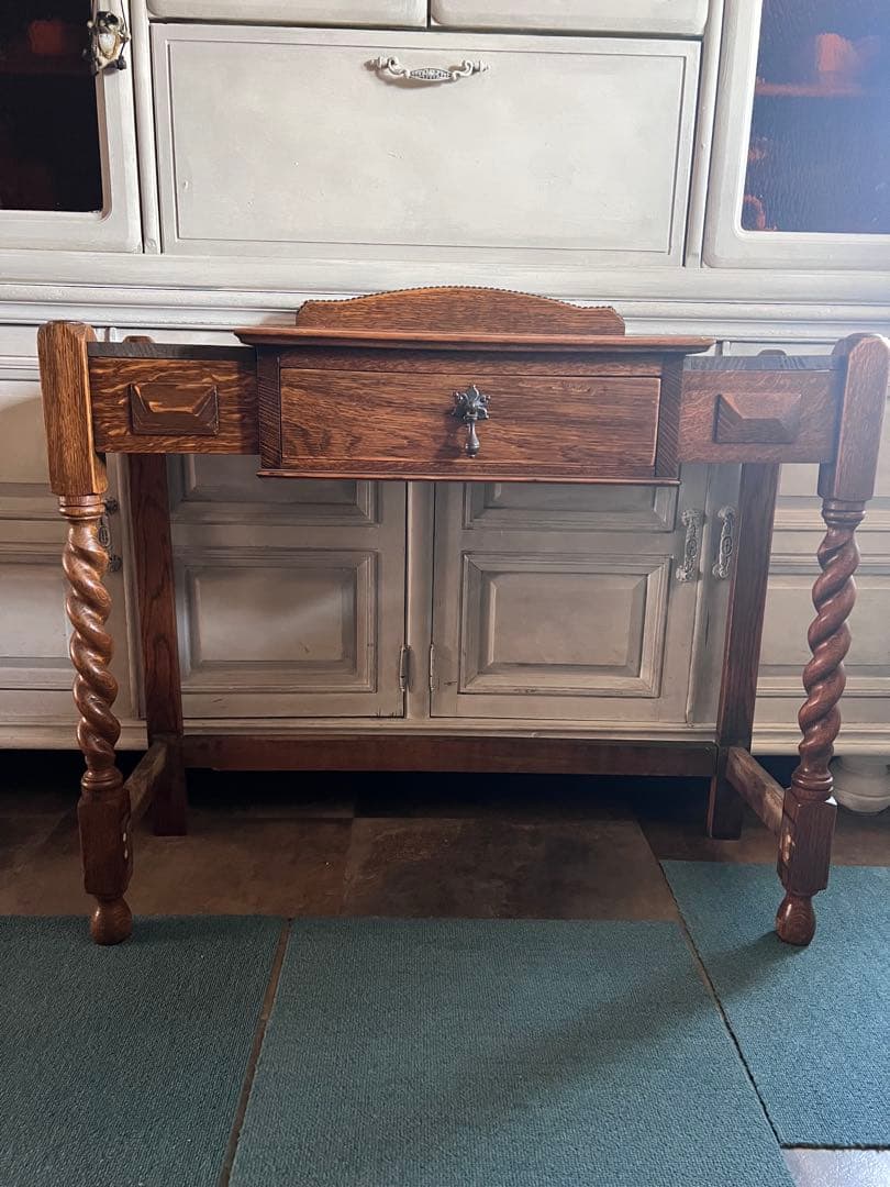 イギリスアンティーク＊木製デスク リメイク品＊引き出し付き