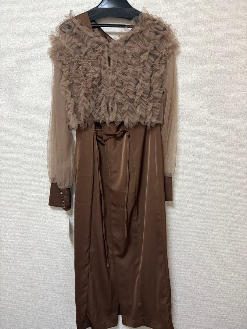 新品　今季　新作　Dorry Doll フリルブラウスセットドレス　ブラウン