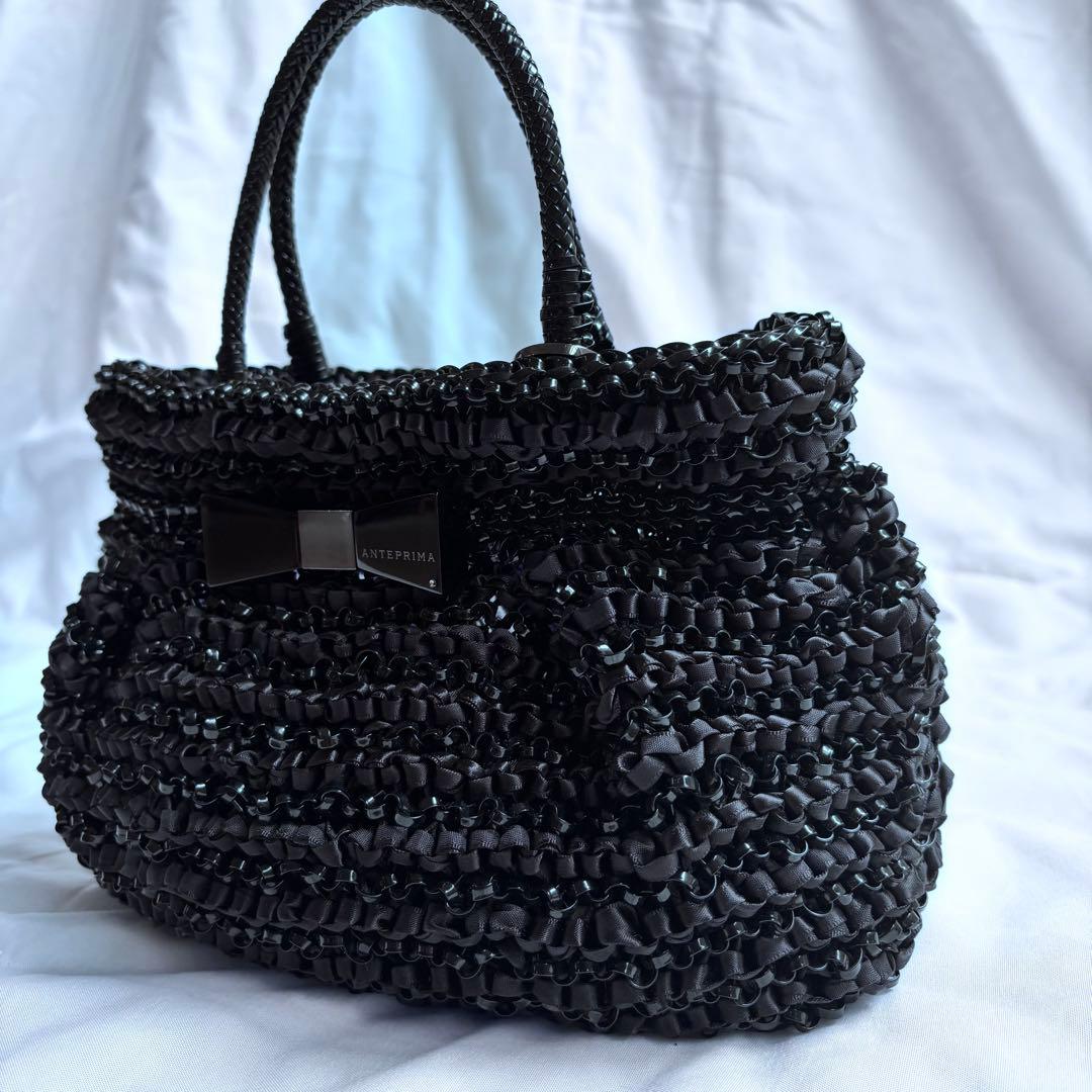 【美品】✨アンテプリマ ワイヤーバッグ　ブラック　リボン