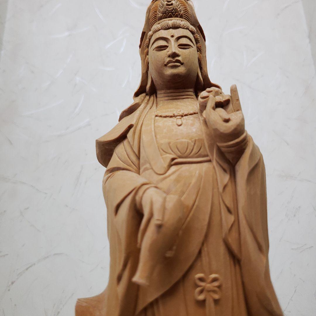 Ｂフライデー　蔵出し特価仏像★桧材 滴水観音菩薩像★高さ：約30cm