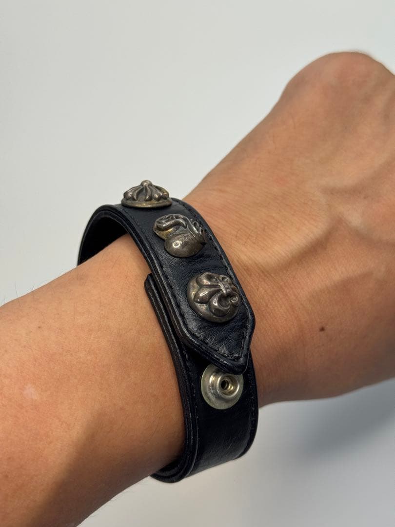 L*A様 Chrome Hearts シルバー銀製ブラックレザーバングル