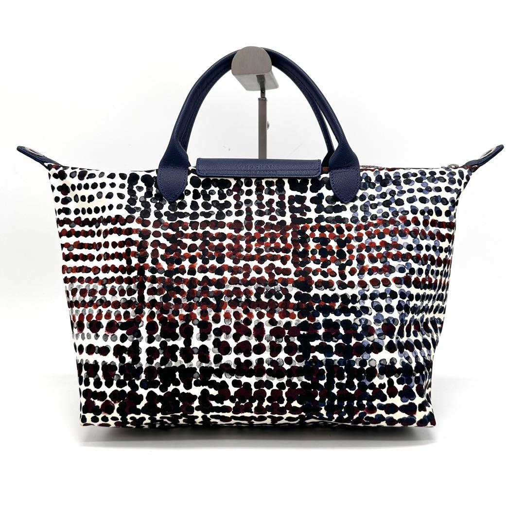 【美品】ロンシャン ル•プリアージュ M ショルダーバッグ2way ネイビー系