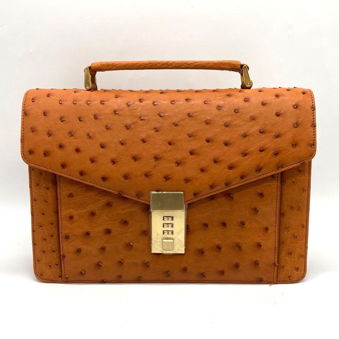 未使用品✨オーストリッチ ハンドバッグ ダイヤル式 フォーマル トップハンドル