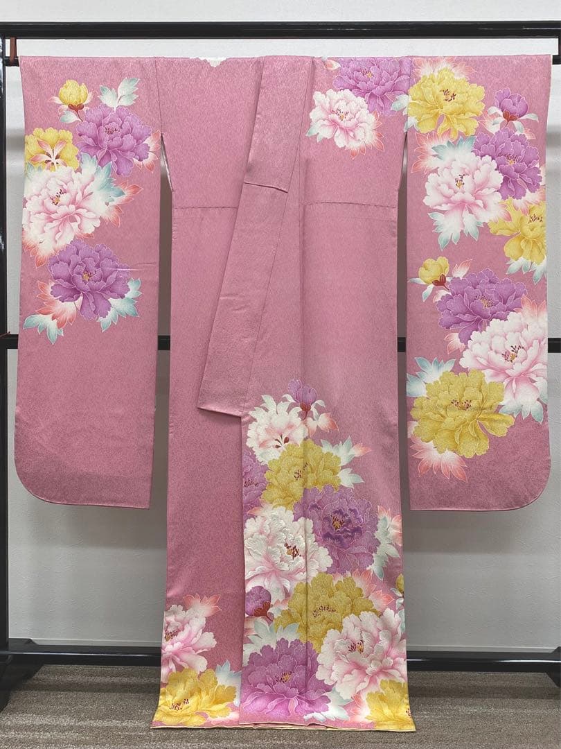 振袖 豪華 銀通し 刺繍 紋意匠 牡丹 身丈166cm 撥水加工済