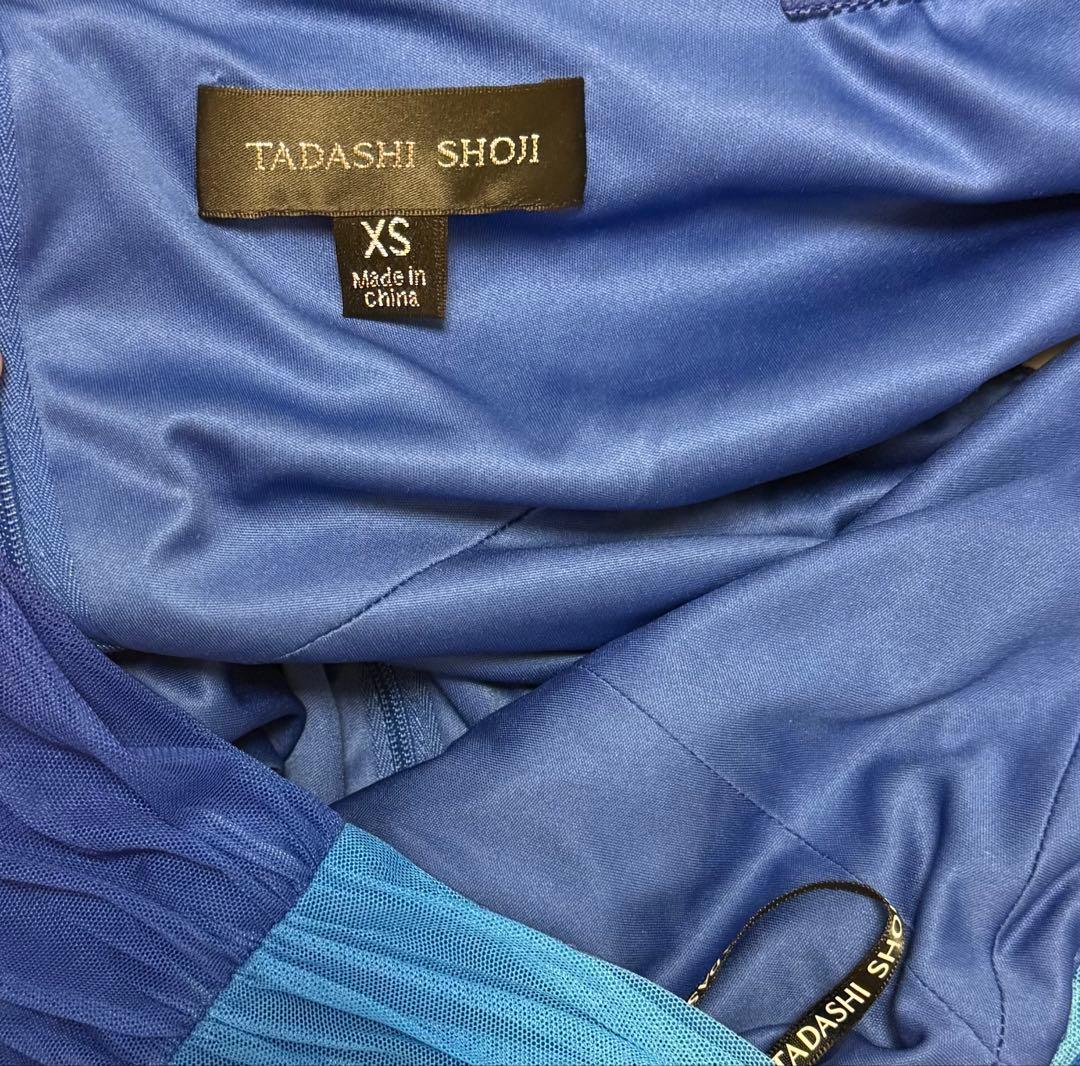 タダシショージ グラデーションブルー オフショルダー ロングドレス