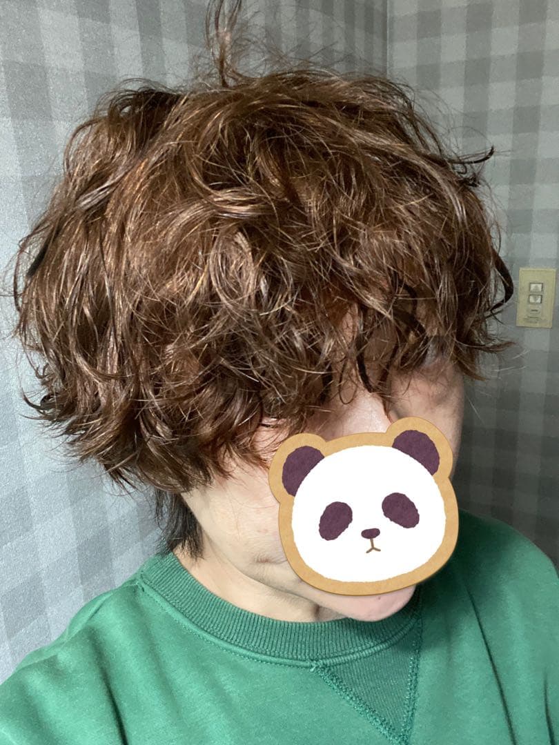 百合子ウィッグ　人毛　ショートパーマ