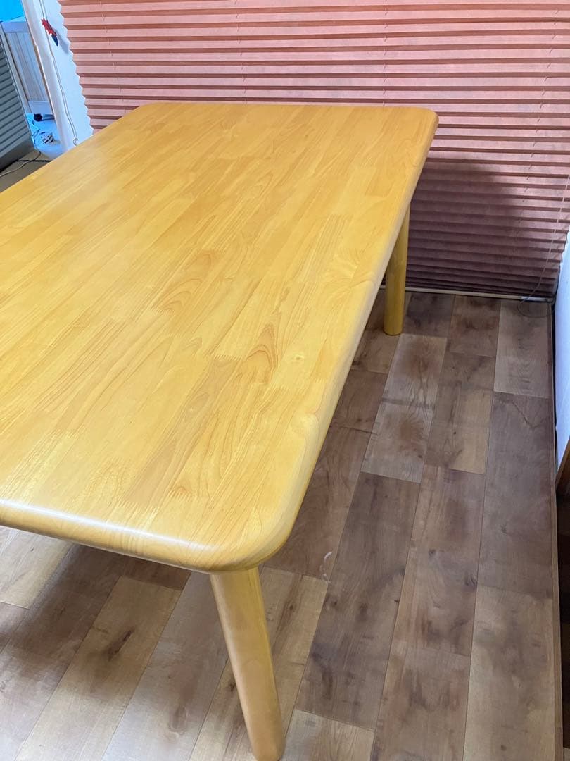 貞刈製作所　高齢者施設向け木製テーブル150cm長方形　4人掛け　テーブル　介護