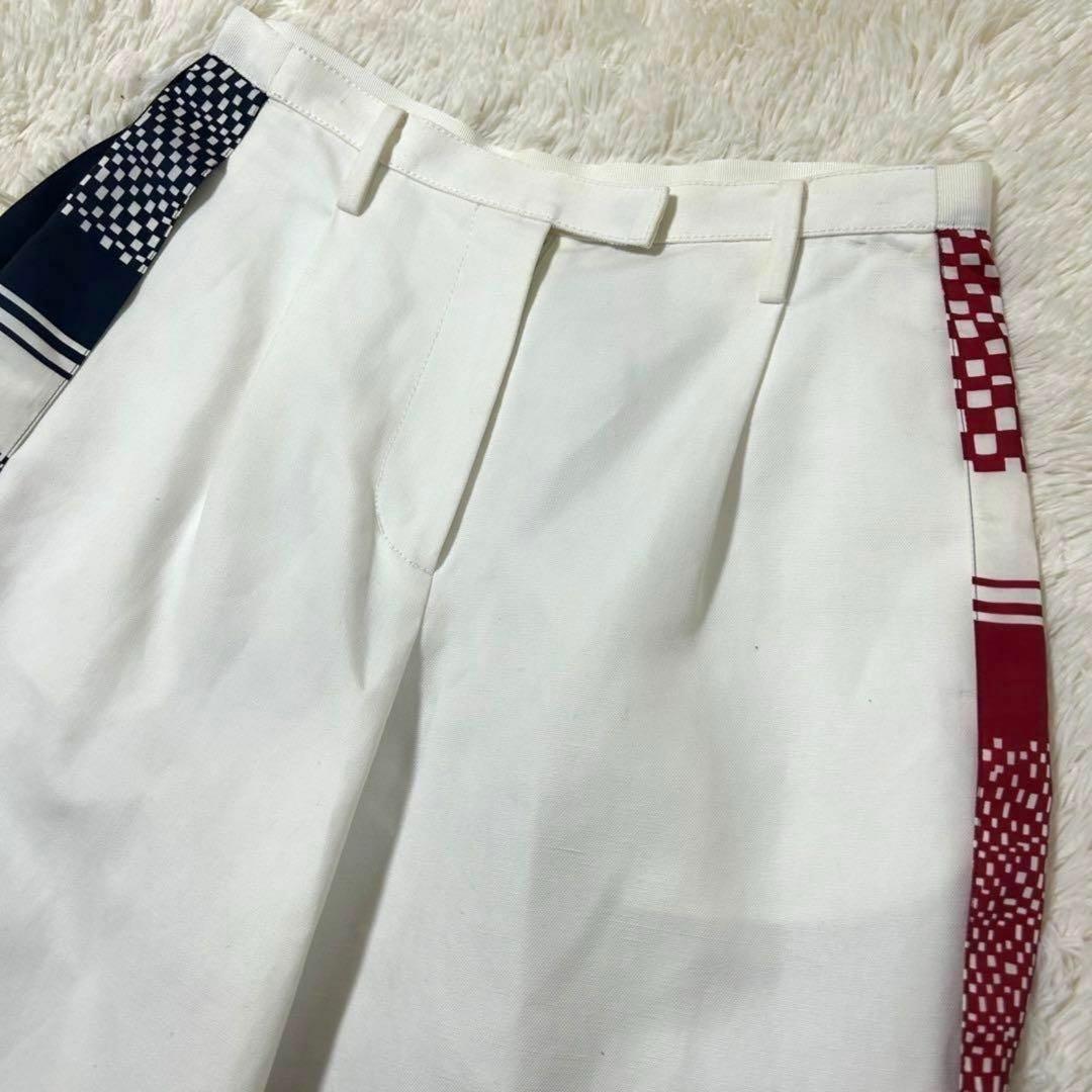 美品　サカイ　Sacai 白　チェック柄　プリーツ　キュロットスカート￼