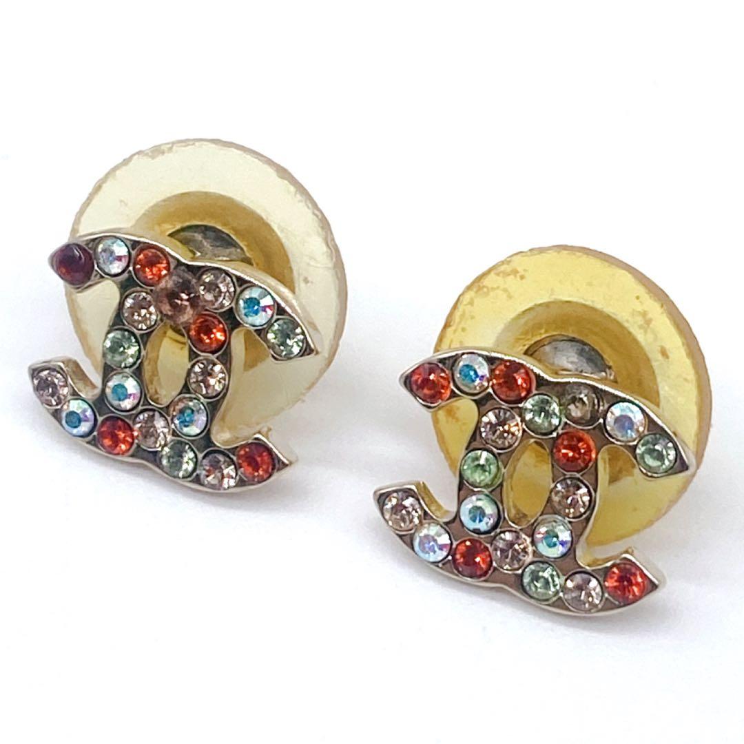 美品✨CHANEL シャネル　クリスタルビジュー　マルチカラー　ピアス