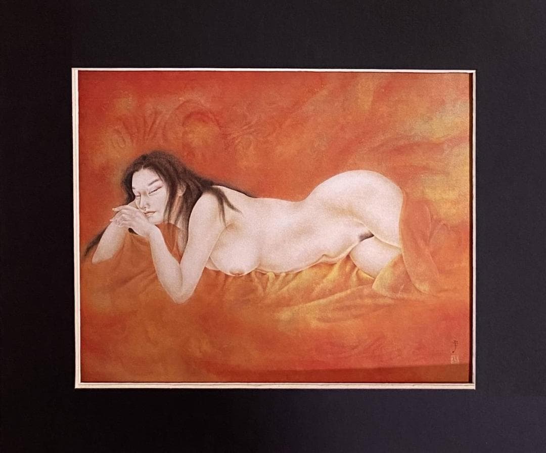 荻原季実子、【女】、希少な額装用画集より、新品額装付、状態良好