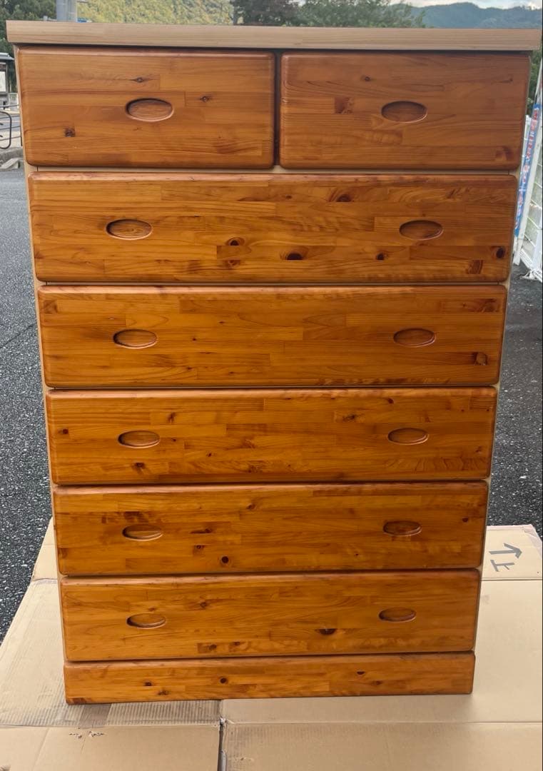パイン材　木製 六段チェスト ハイチェスト タンス 洋服 収納 箪笥