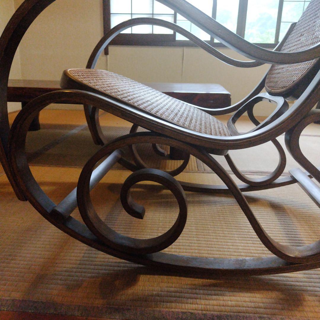 ラタン ロッキングチェア 洋風家具　藤椅子　 昭和レトロ アンティーク