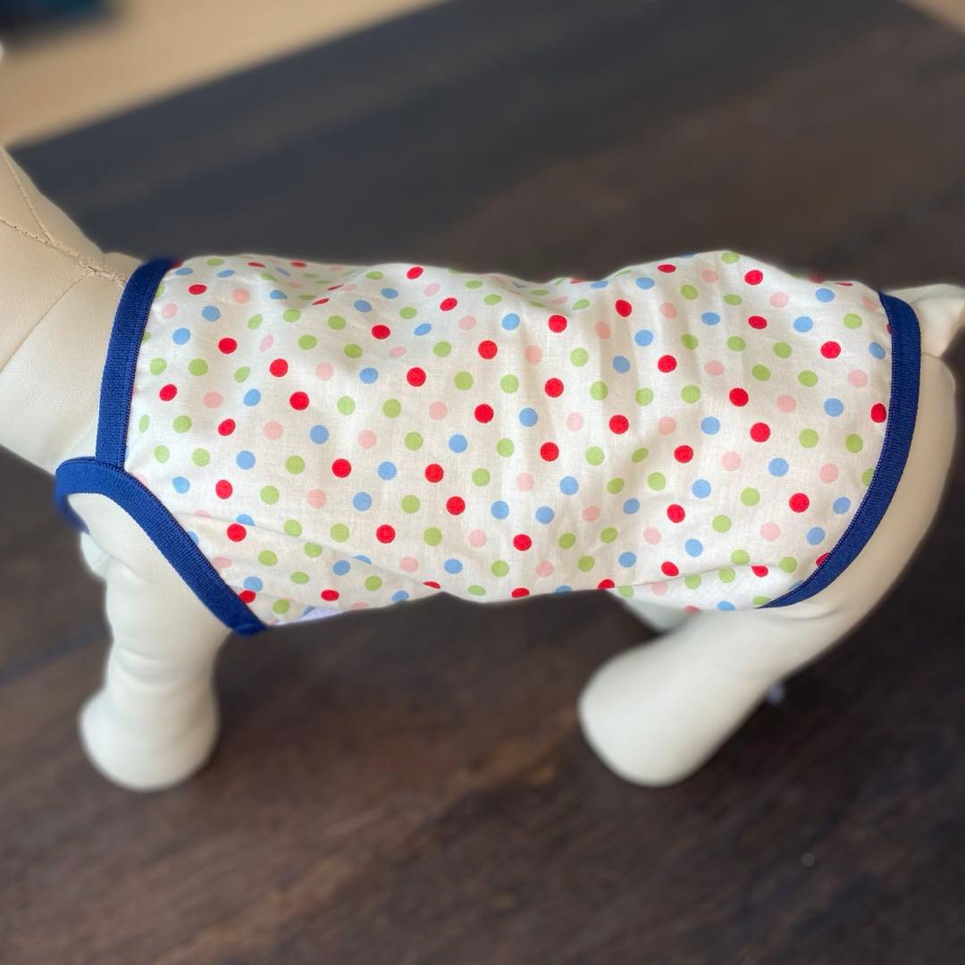 犬服　ハンドメイド　濡らしてひんやり♪カラフルドットのワンピース&タンクトップ