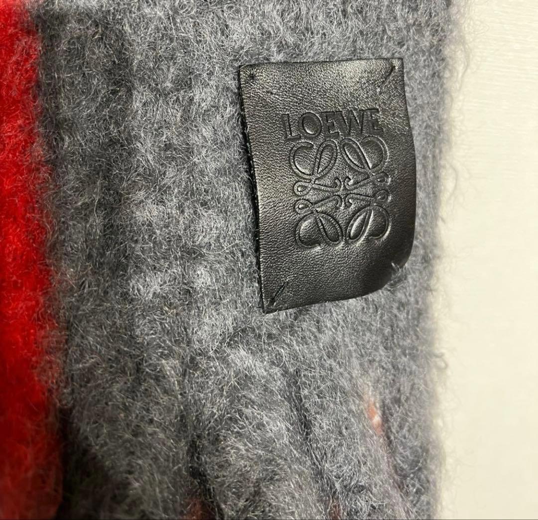 LOEWE モヘヤ　ストライプ マフラー