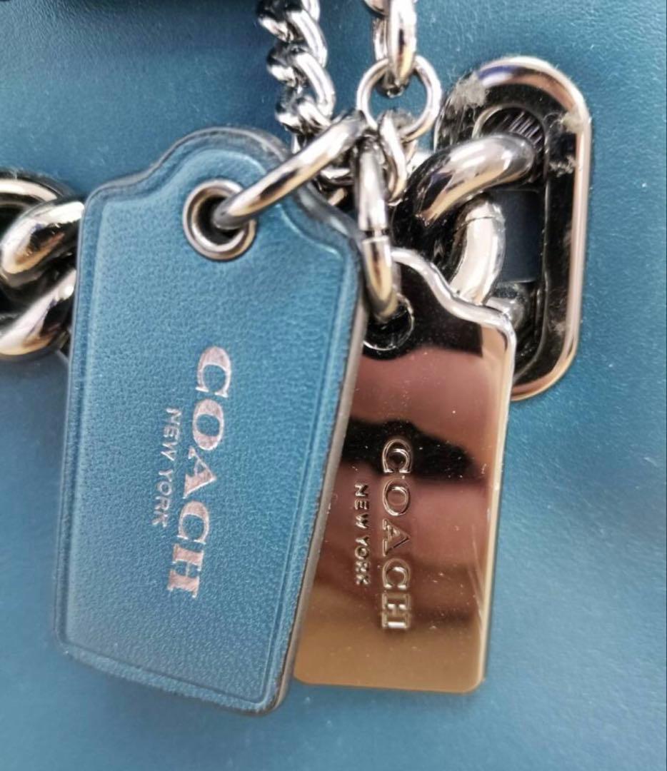 コーチのグローブレザー スワッガー 27 ハンドバッグ（ダークターコイズ）