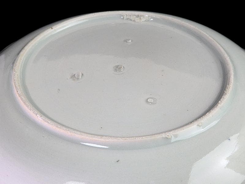 古伊万里　染付　海老に三枡紋の図　市川海老蔵　7寸皿　D813AS-CQb