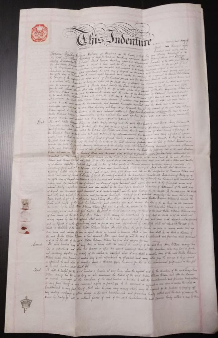 1891年 英国 アンティーク書類 蝋封付 手書き文書 英国王室印