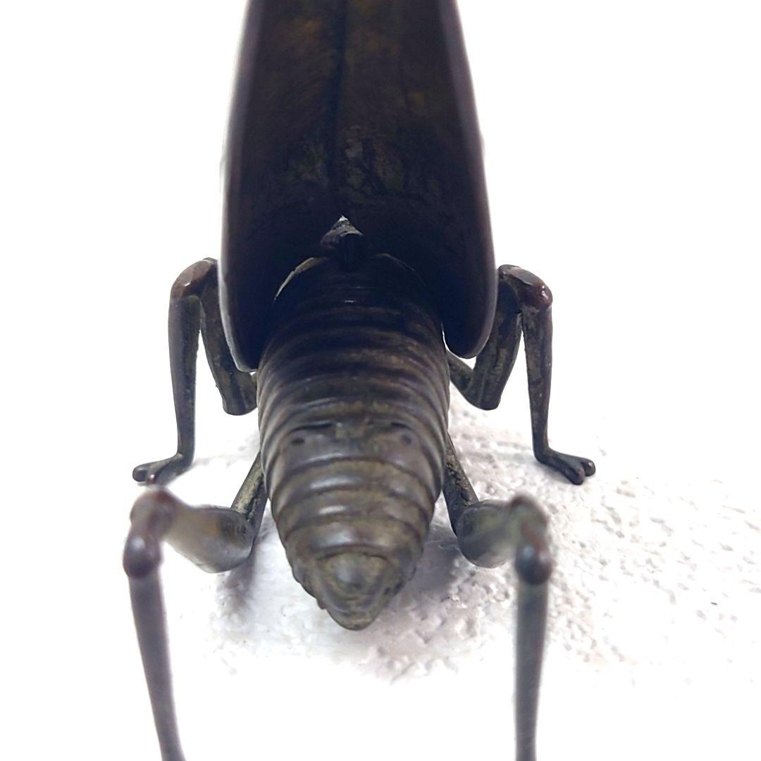 M0112I1 自在置物 銅製 螻蛄 おけら 銅製置物 銅虫作 置物 オブジェ