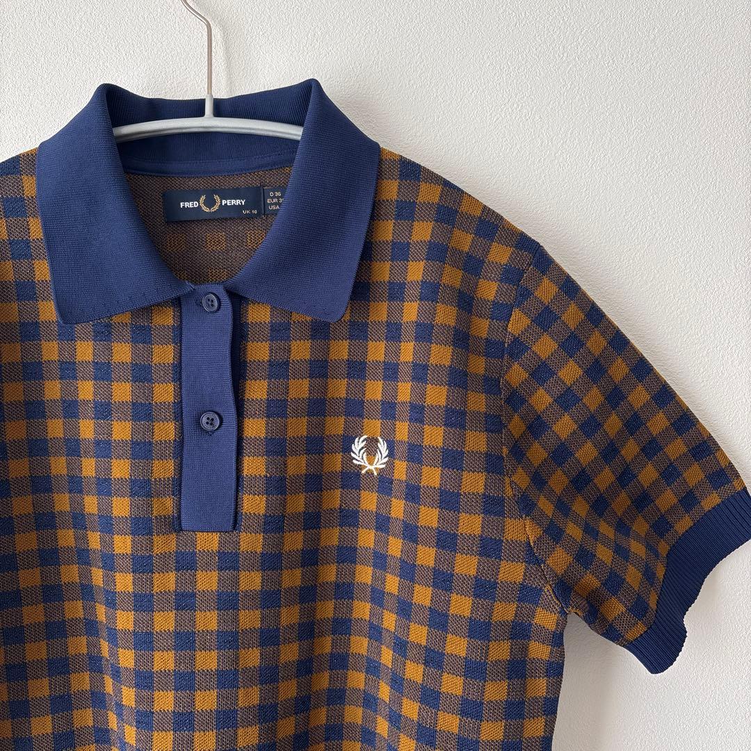 ハ*迎様 【希少】FRED PERRY 半袖　ニット　ポロシャツ チェック レデ