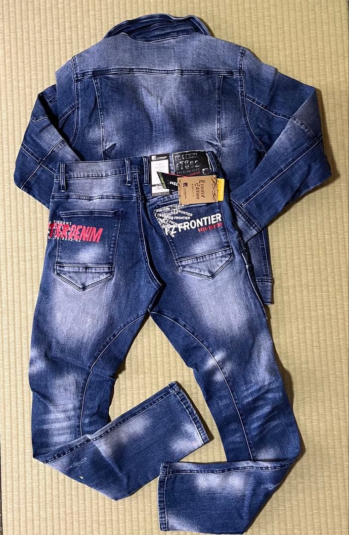 アイズフロンティア７３５０ＳデニムＧ　Ｓ寸カーゴパンツ７6cm上下組インディゴ