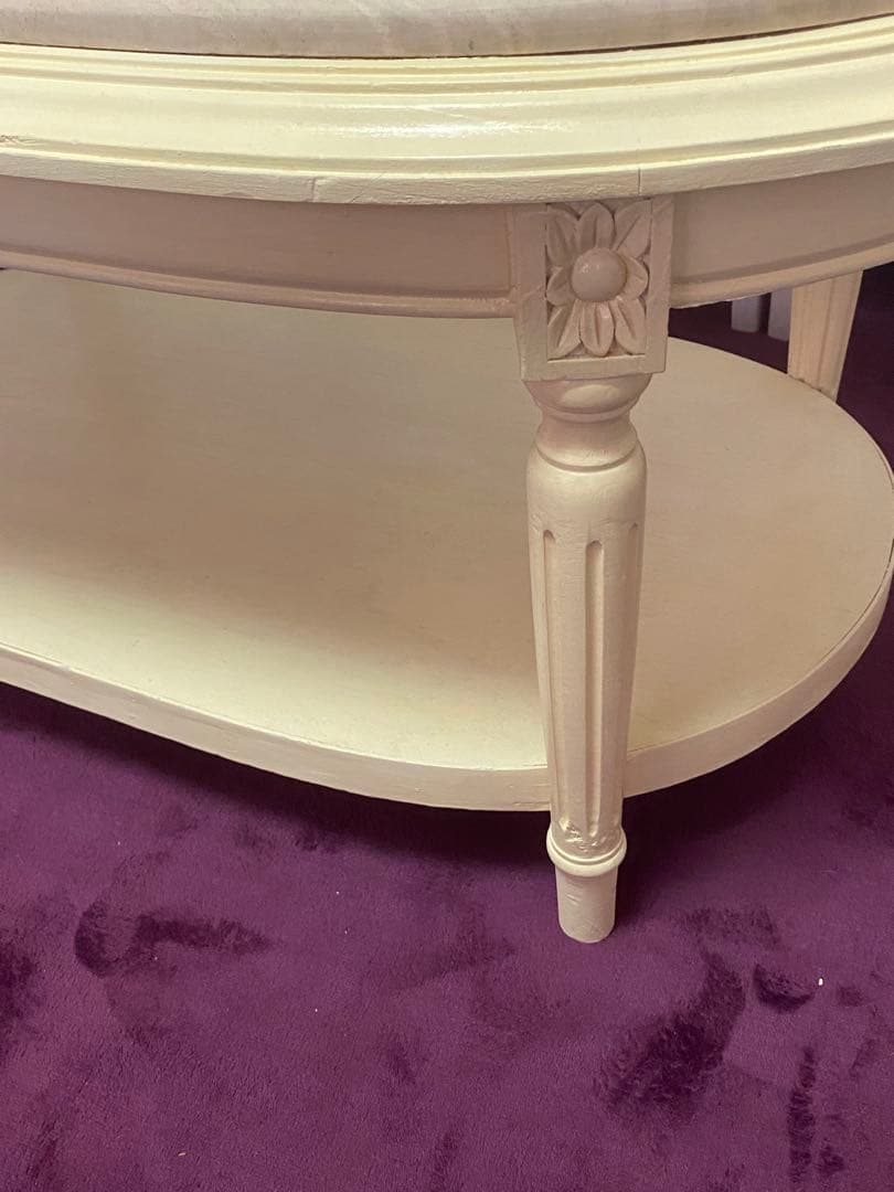 希少♦️オーバル形 大理石天板 ヴィンテージ テーブル♦️便利な２段♦️ロココフレンチ